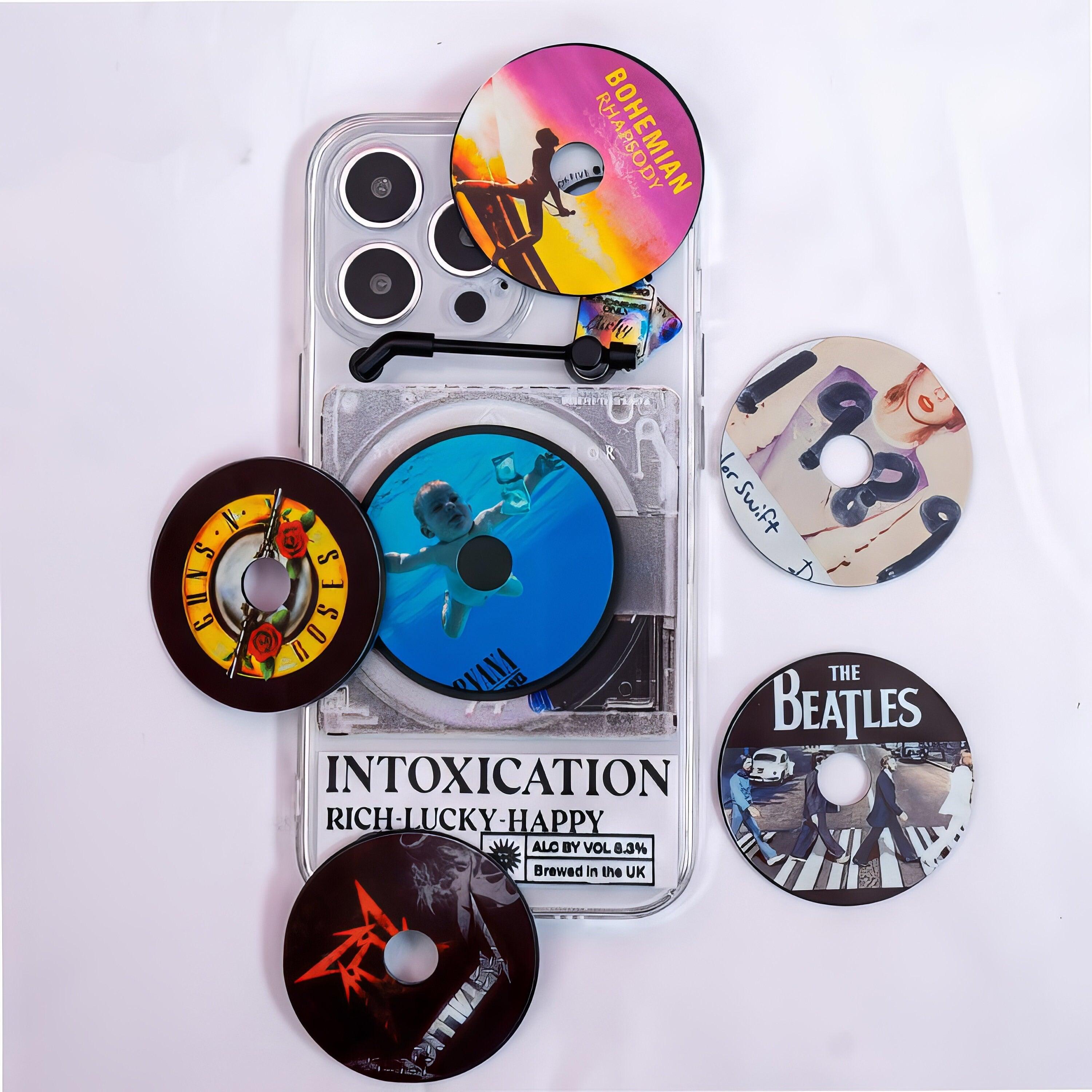Rotating Vinyl iPhone Case, UNIQUE Music Lover Gift, 90s Nostalgia Gift, DIY Vinyl Custom, Retro CD, Vintage Phone case, Personalized Disk
