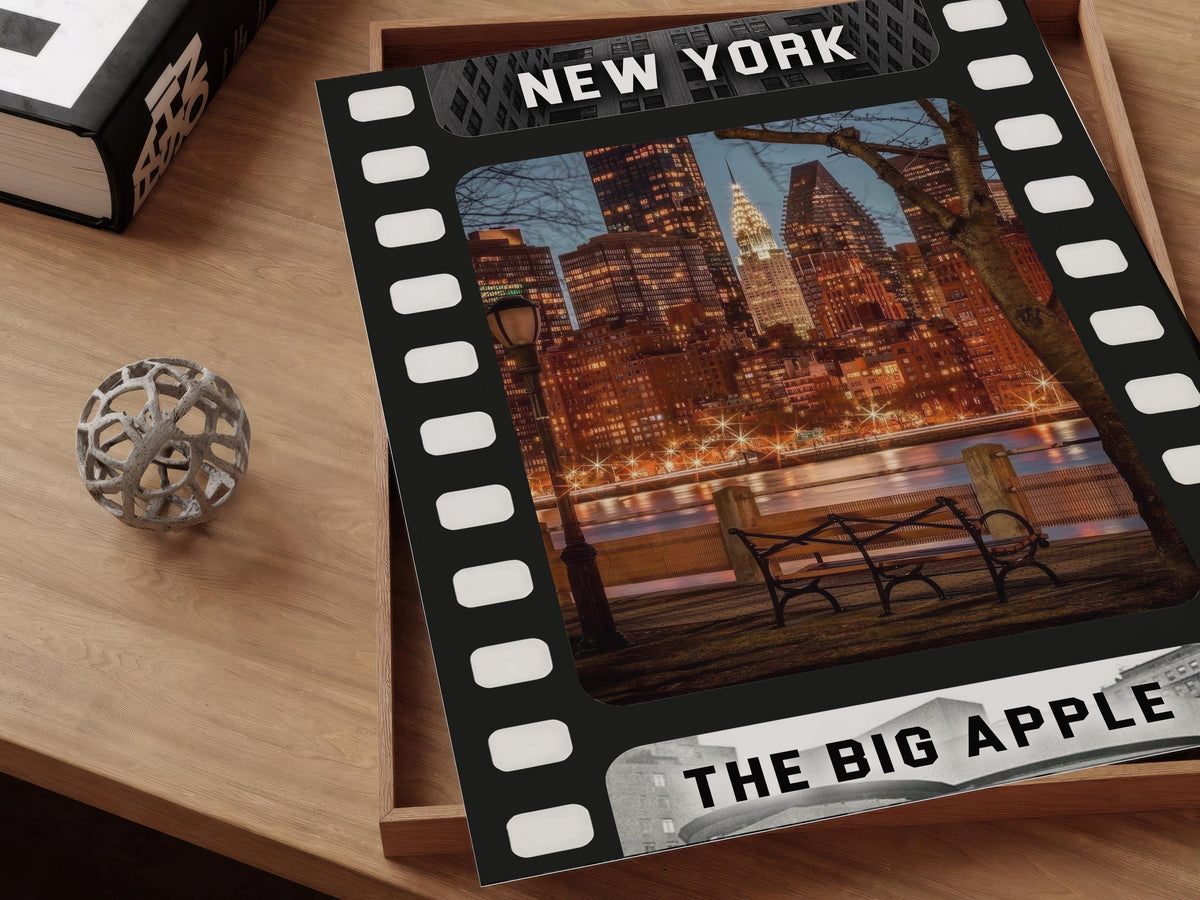 Chrysler Building Movie Tape Poster, New York Retro Printable, NYC Colorful Wall Art, Film Reel Gift, Retro Diner Decor, Night Lights, USA - DreamBrothers