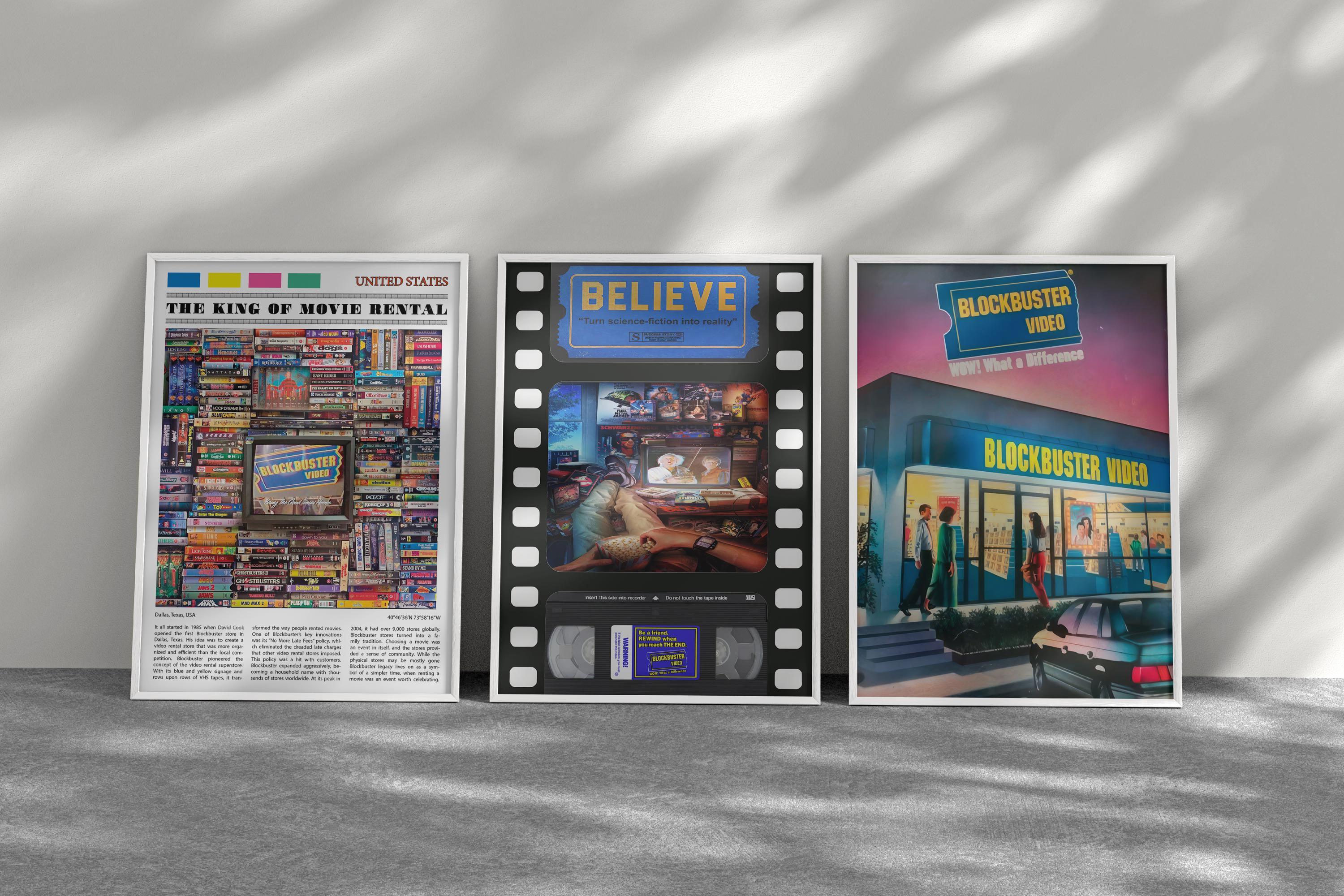 Blockbuster Video Set Of 3, 90s VHS, Film Collection Gift, Retro Movie Poster Collection, Nostalgia Collection, Aesthetic Retro Posters - DreamBrothers