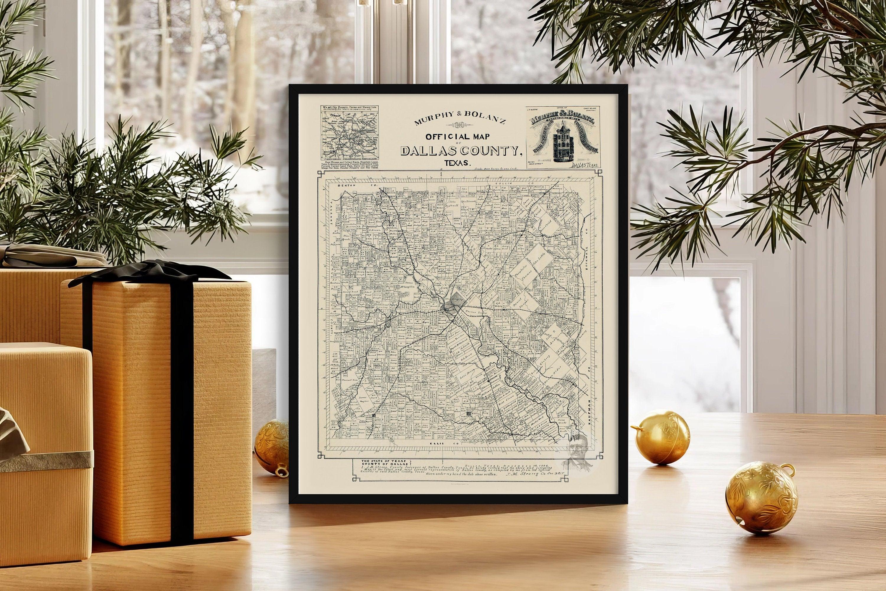 Dallas County Grunge Map, Texas Vintage Poster, USA Travel Gift, Printable Old City Map, Rare Item Collection, Wall Renovation - DreamBrothers