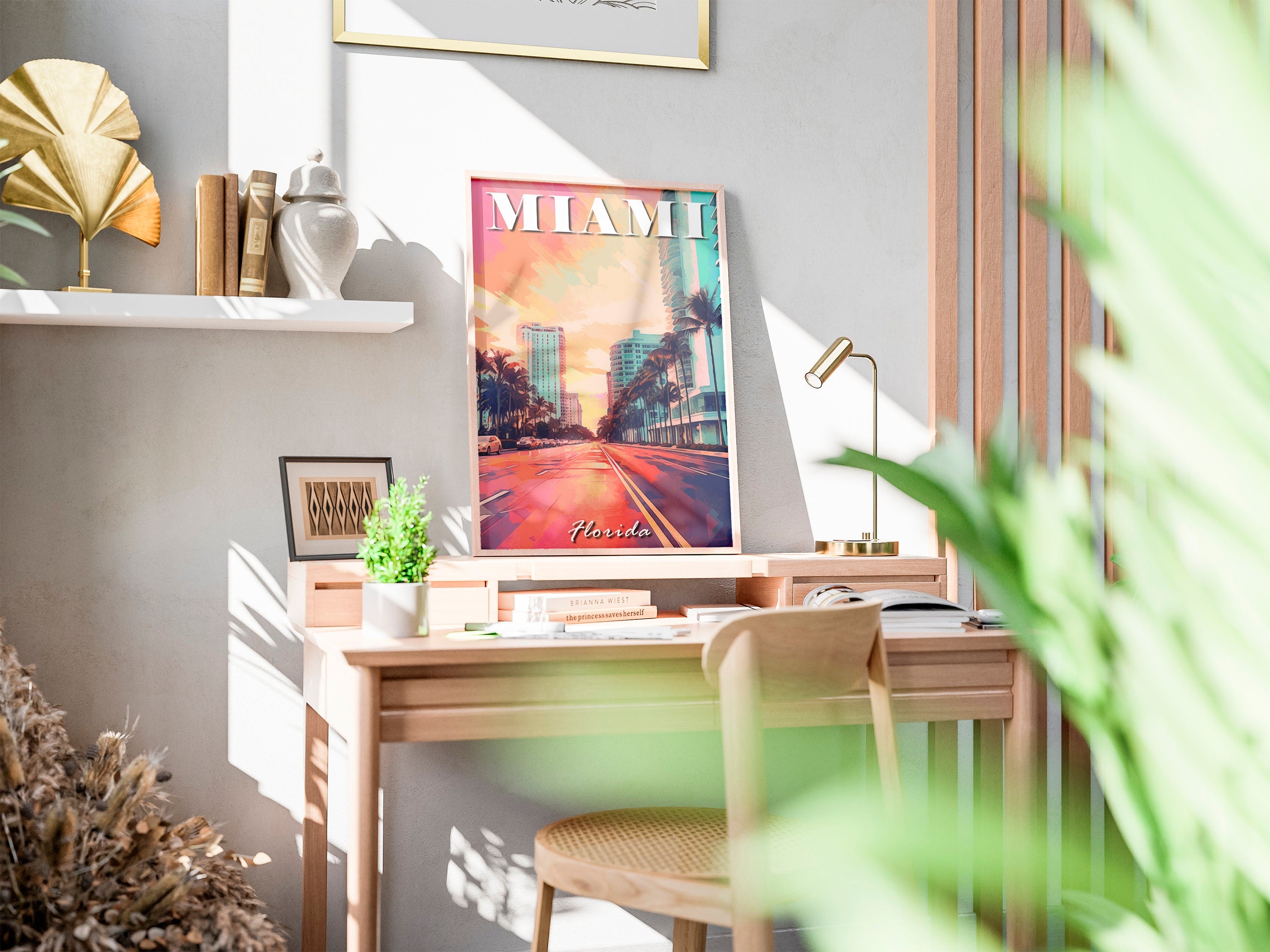 Miami Poster, Florida Colorful Print, USA Vibrant Pastel, World Travel Poster, Miami Gift, Aesthetic Retro Poster, Trendy Poster Download - DreamBrothers