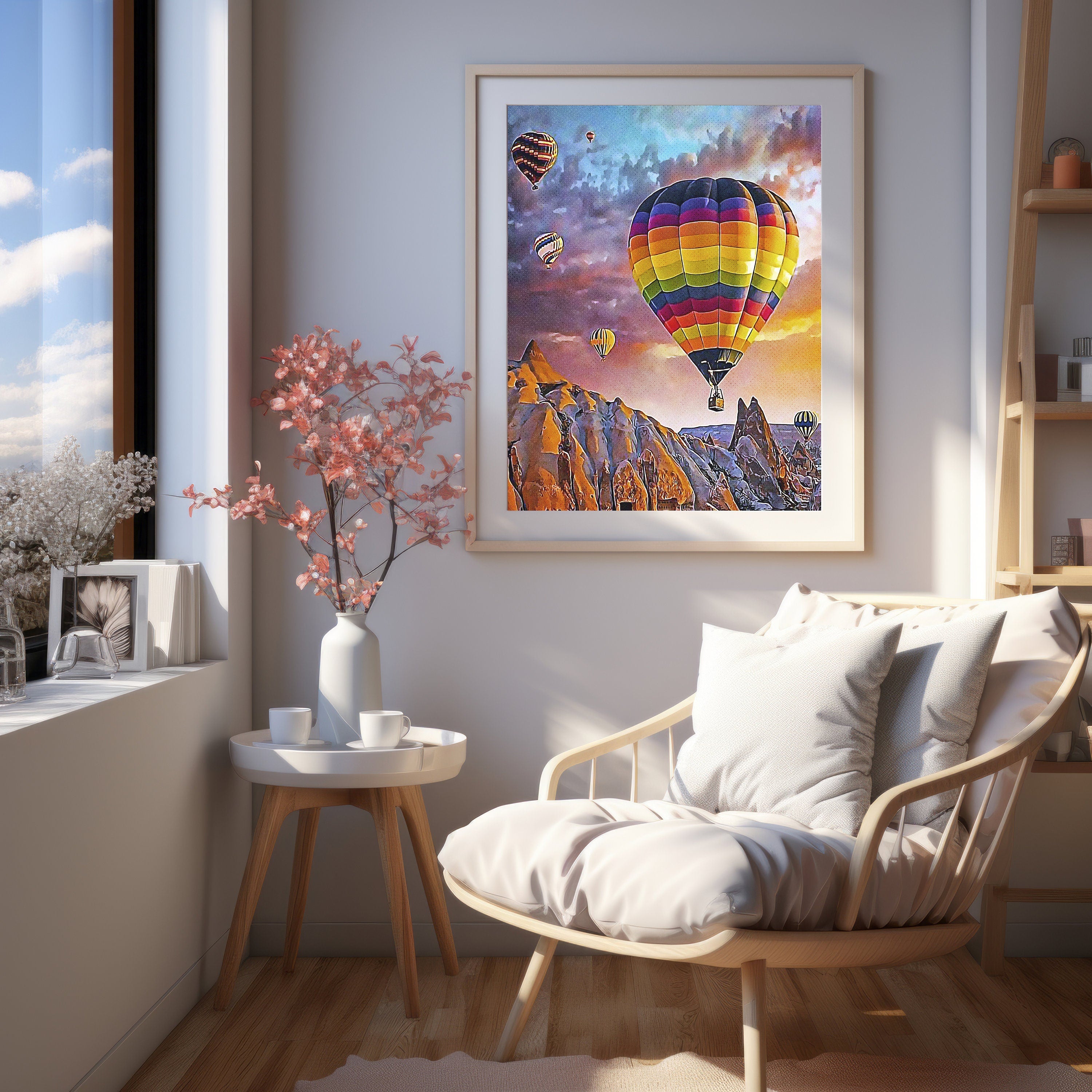 Balloon Travel Art, Set of 6 Printable Wall Art, Sky Landscape Set, Turkey Colorful, Europe Retro Prints, Aesthetic Retro Poster - DreamBrothers