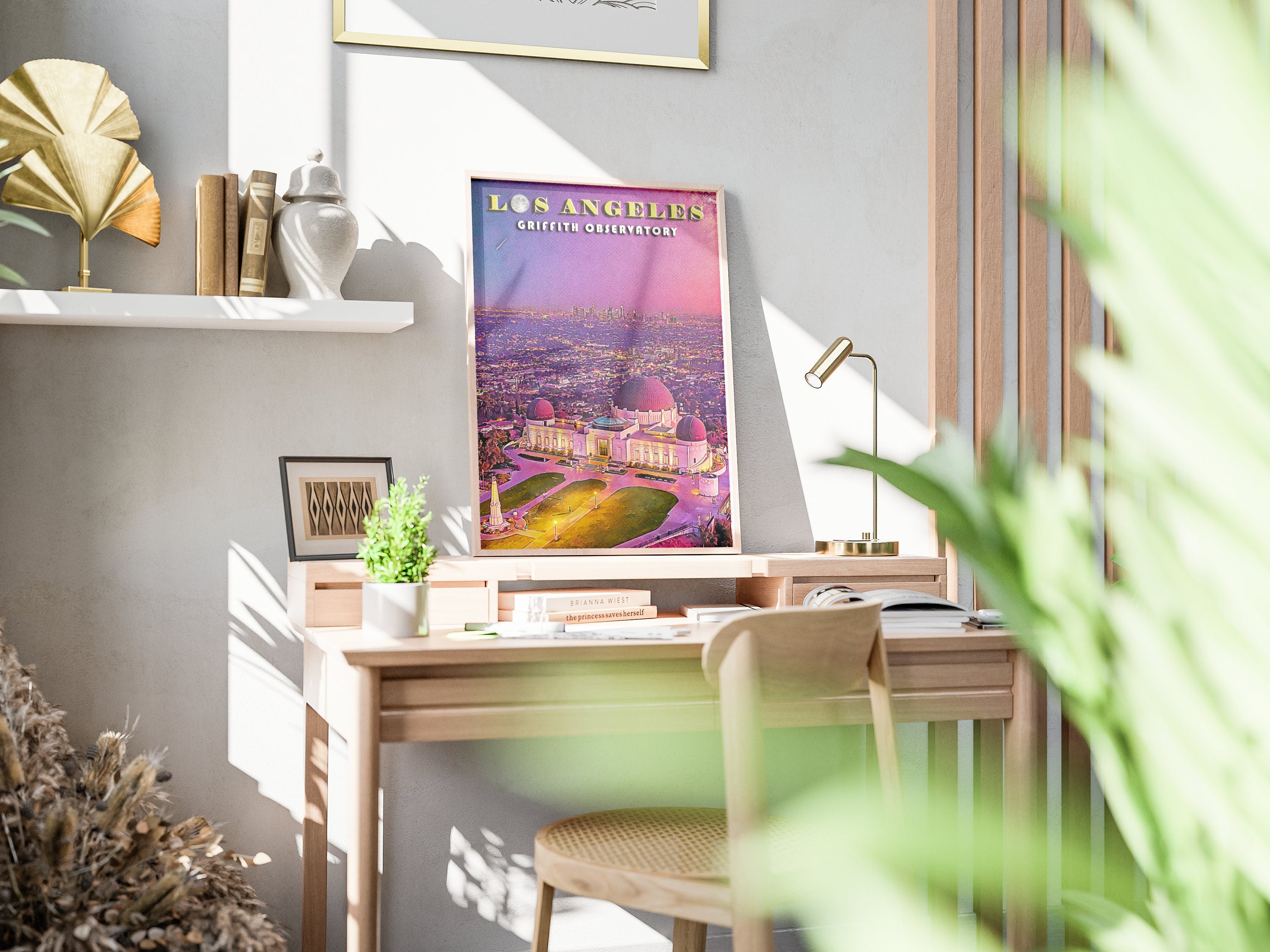 Griffith Observatory Poster, Los Angeles Skyline Print, LA Night, California Colorful Wall Art, USA Travel Gift, Vibrant Retro Printable - DreamBrothers
