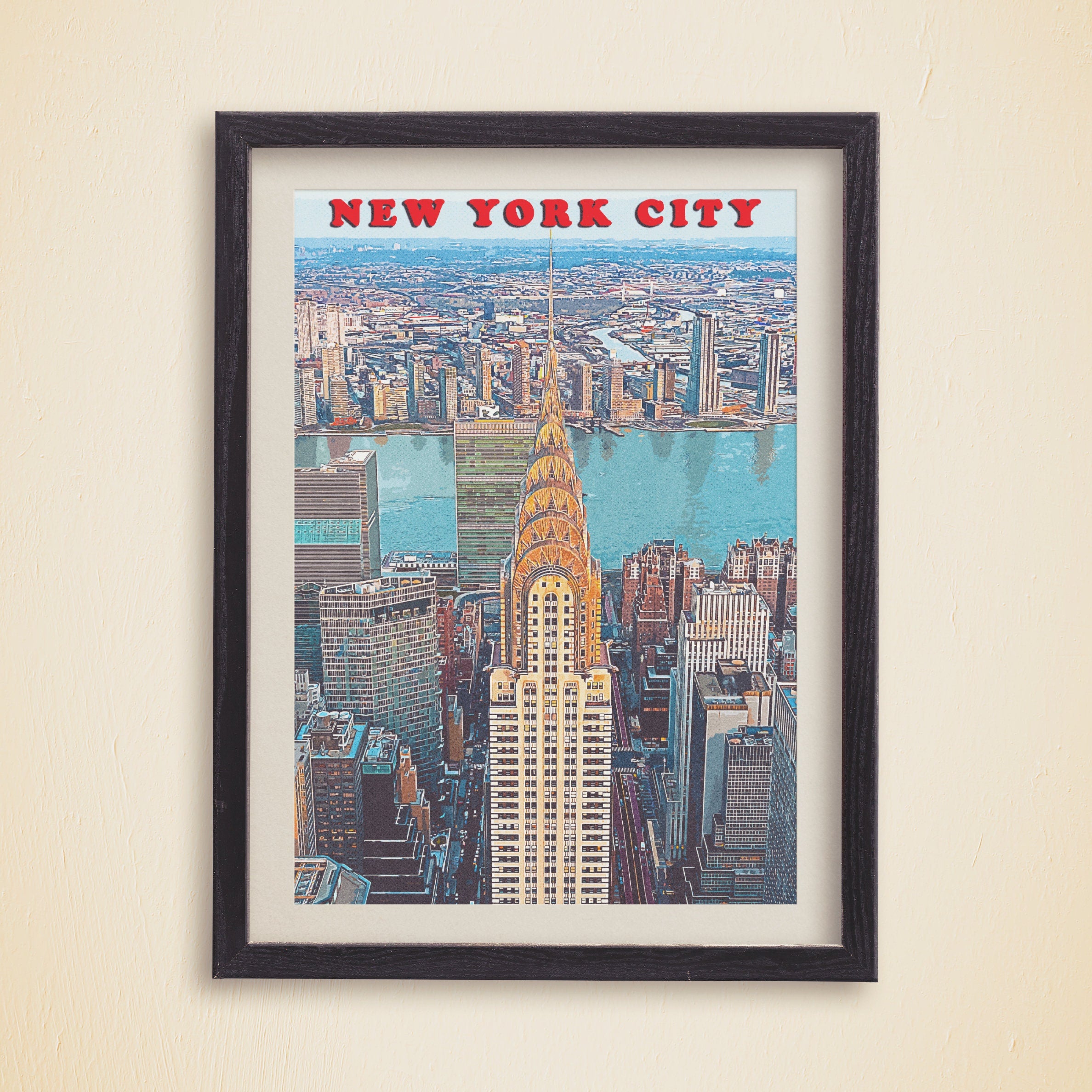 Chrysler Building Vintage Travel Poster, Manhattan Skyline Wall Art, New York Retro Poster, NYC Gift, USA DIY - DreamBrothers