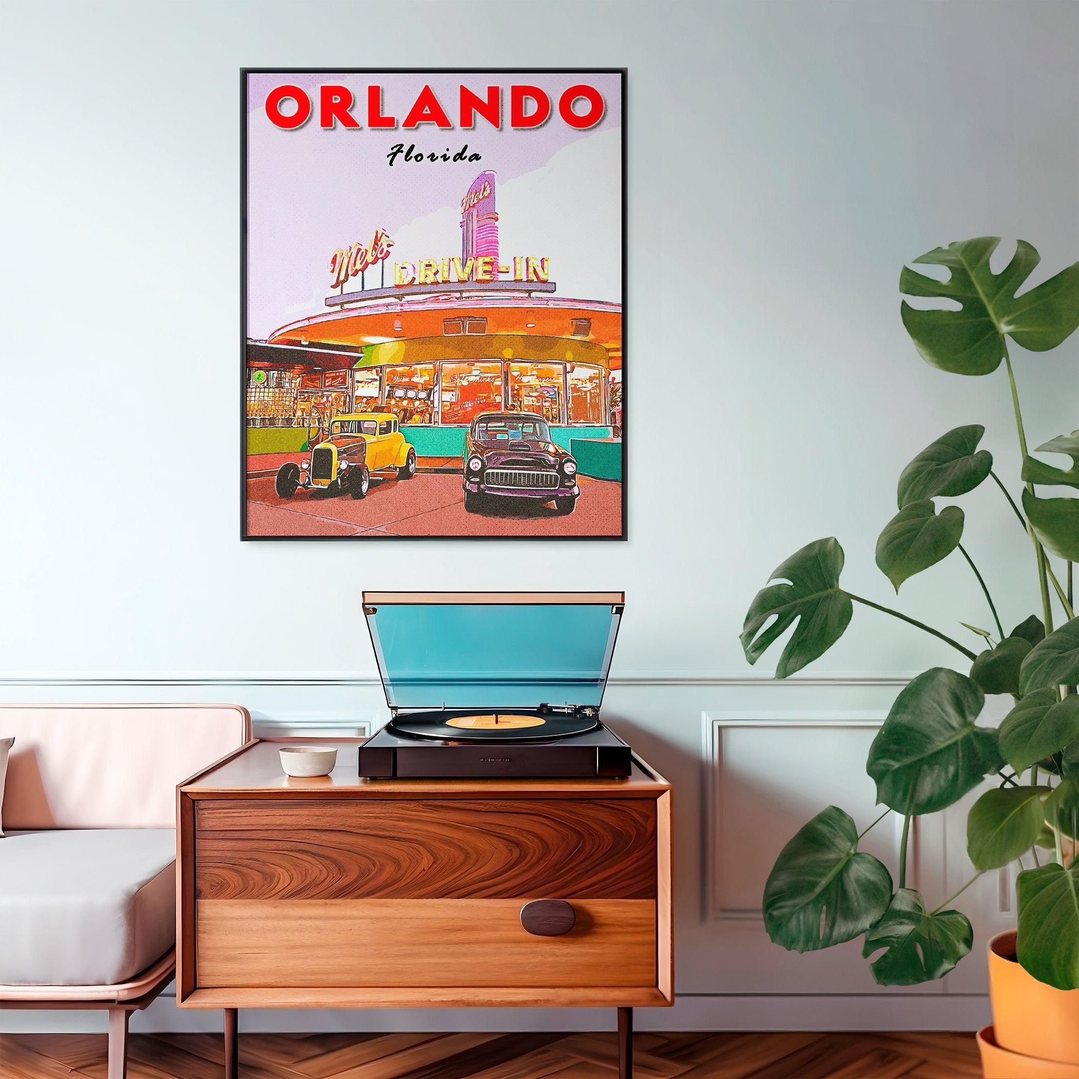 Orlando Printable Poster, Florida Theme Park Gift, Mel's Drive-In, Vintage Diner Wall Art, USA Travel Print, Retro 70s Download