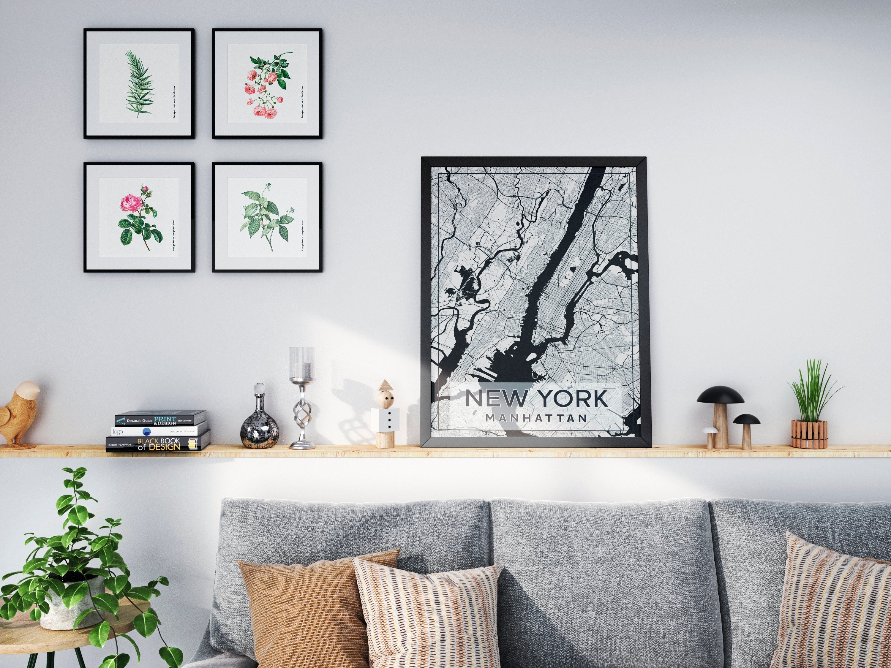 Black And White NYC Map, New York City Vintage Poster, Aesthetic Vintage Print, Black And White Printable Poster - DreamBrothers