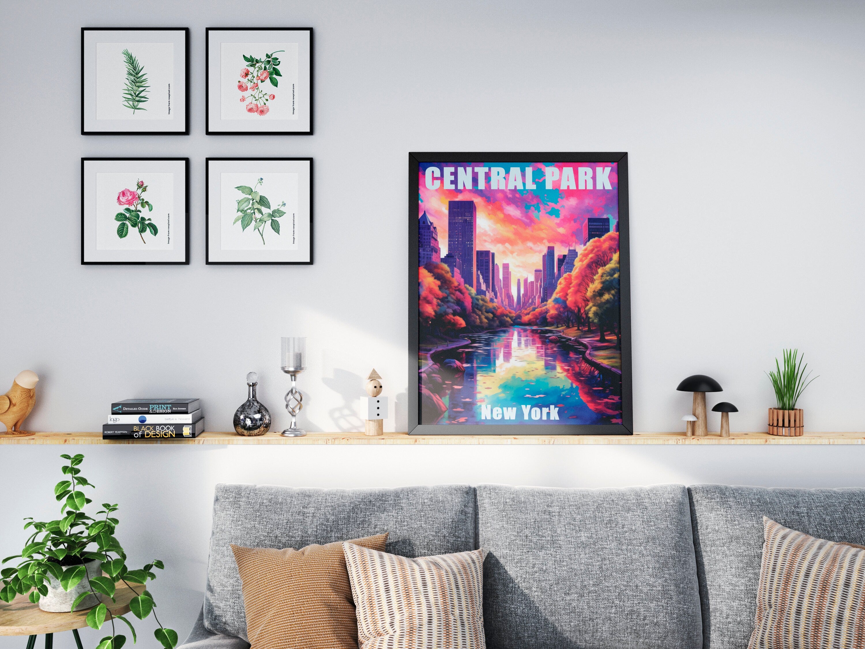 New York Oil Painting Poster, Central Park Print, Sunset Light, Manhattan Colorful Wall Art, NYC, USA Travel Gift, Vibrant Bright Colors