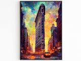 Poster di viaggio di New York City, luci pop, arte murale colorata di Manhattan, stampa vivace degli USA, regalo di viaggio fatto a mano negli USA, dipinto a olio di New York