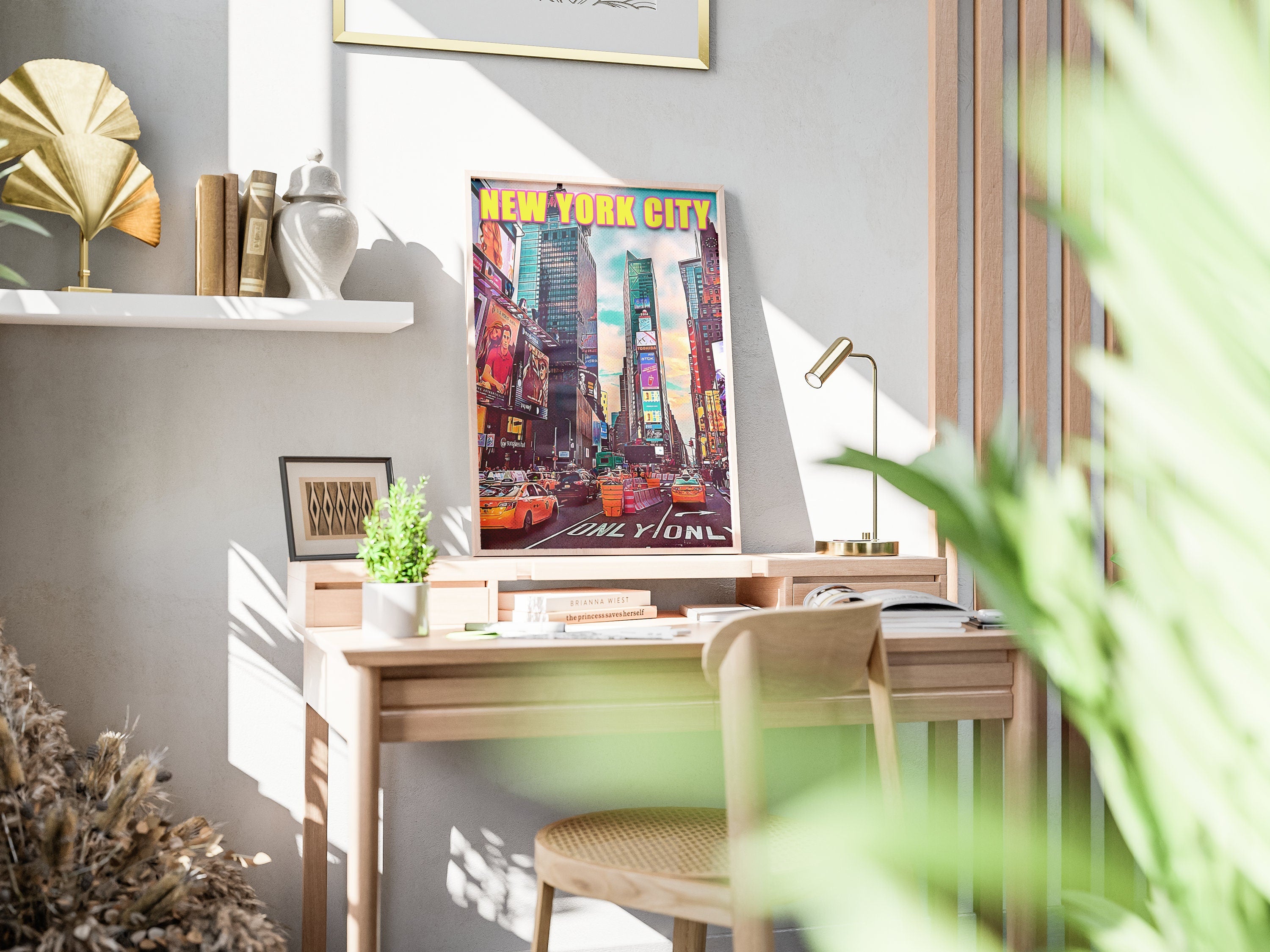 Times Square Print, Manhattan Colorful Wall Art, New York Retro Poster, NYC Movie, Vibrant USA Print, Aesthetic NY, Pop Travel Poster