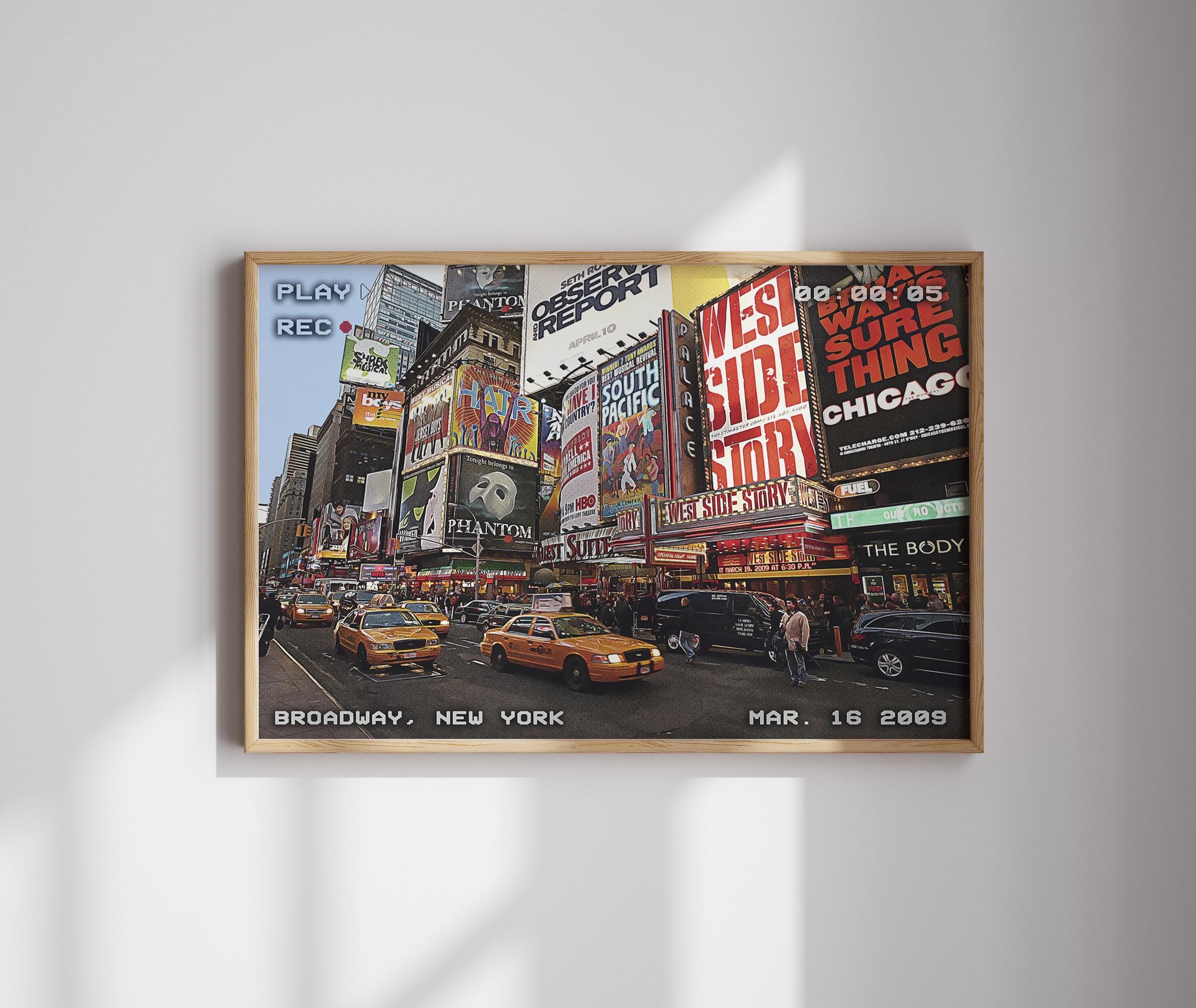 Broadway Theater Poster, Manhattan Colorful Wall Art, New York Pop Travel Poster, NYC Movie, VHS Retro Print, Printable Vintage Movie Gift