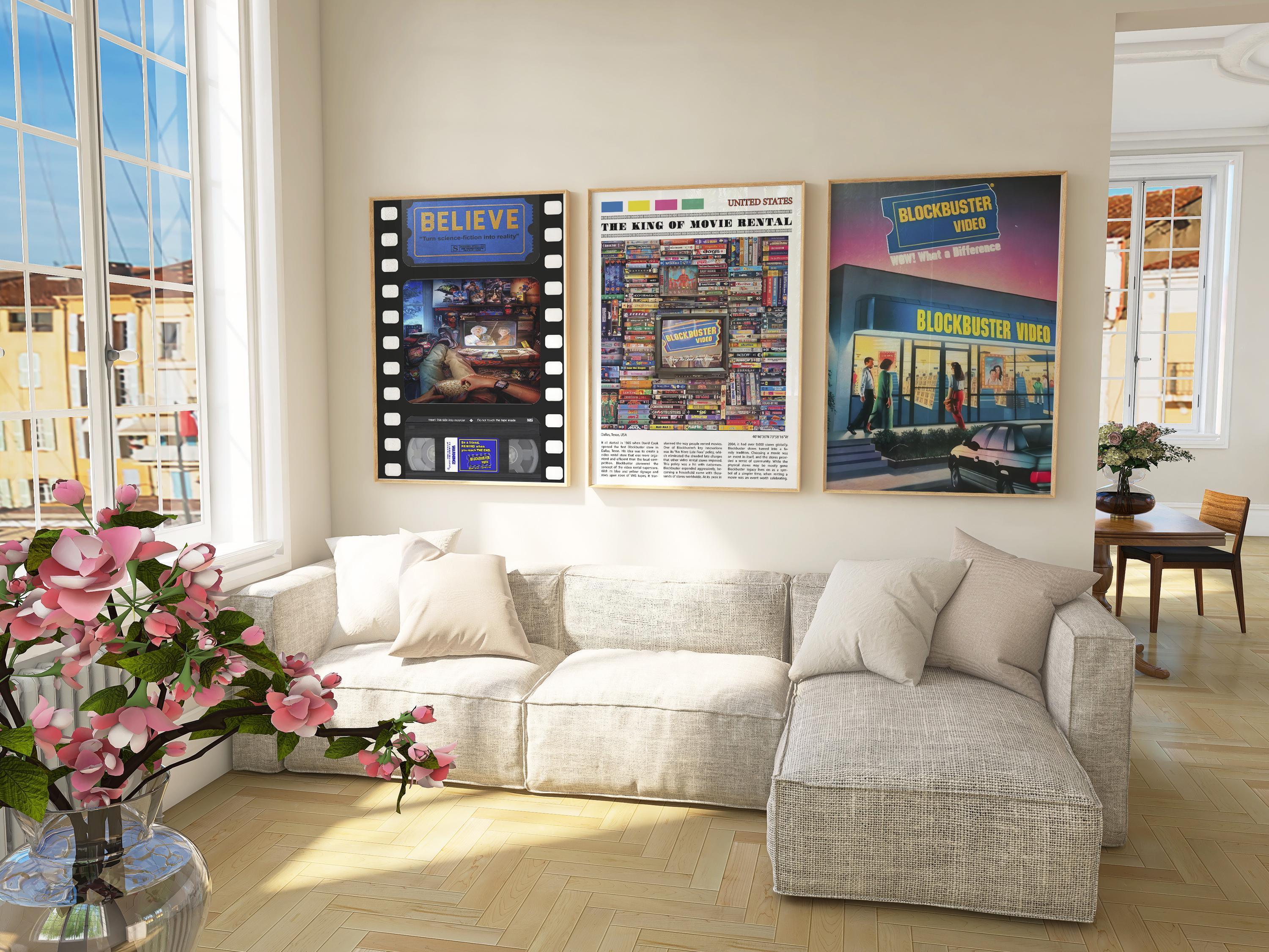 Blockbuster Video Set Of 3, 90s VHS, Film Collection Gift, Retro Movie Poster Collection, Nostalgia Collection, Aesthetic Retro Posters