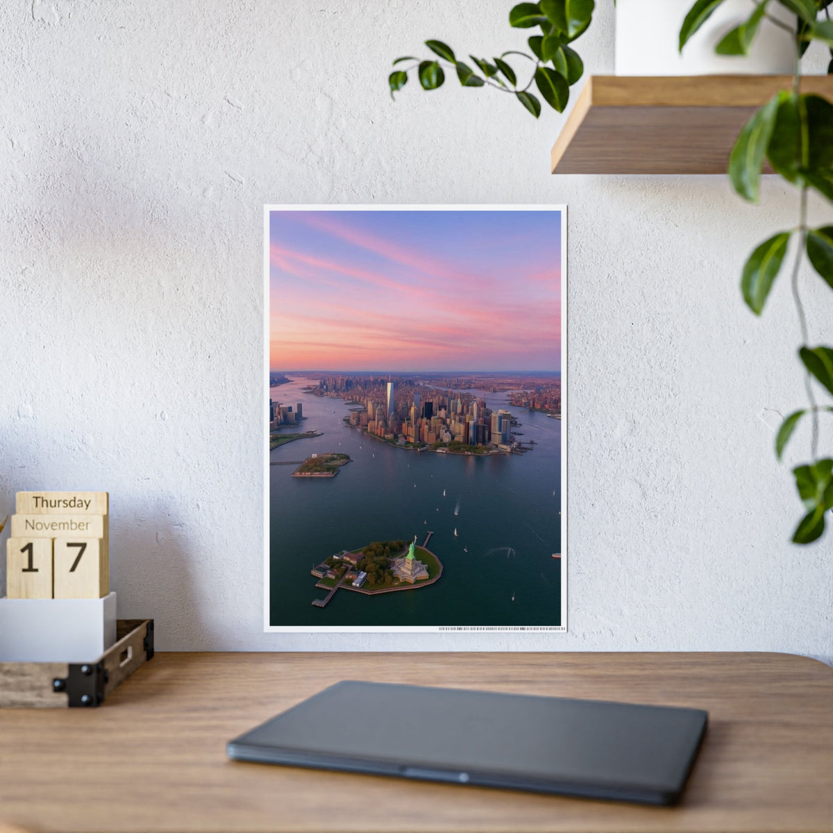 New York City Sunset Skyline Poster - NYC Lower Manhattan Aesthetic Wall Art - DreamBrothers