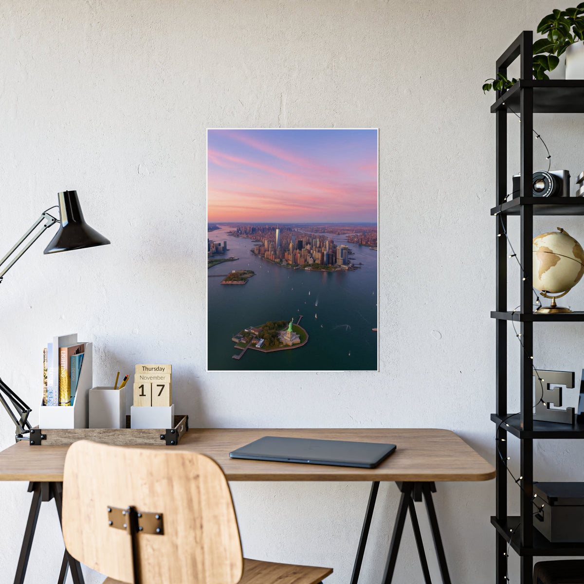 New York City Sunset Skyline Poster - NYC Lower Manhattan Aesthetic Wall Art - DreamBrothers