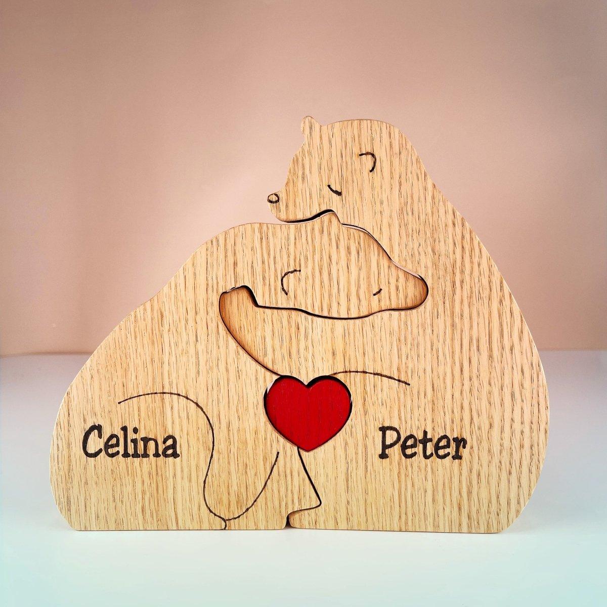 Personalized Wooden Bear Family Puzzle - Custom Name Engraved Gift for Family - 2 to 8 Bears - DreamBrothers